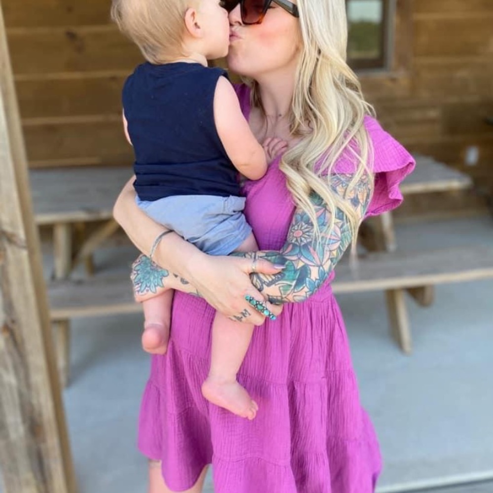 Purple linen dress